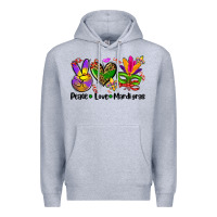 Heather Grey peace love  mardi gras Premium Hoodie - AdoDesignShop
