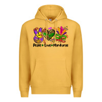 Mustard peace love  mardi gras Premium Hoodie - AdoDesignShop