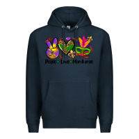 Navy peace love  mardi gras Premium Hoodie - AdoDesignShop