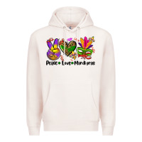 Pale Pink peace love  mardi gras Premium Hoodie - AdoDesignShop