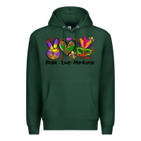 Sports Green peace love  mardi gras Premium Hoodie - AdoDesignShop