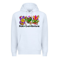 White peace love  mardi gras Premium Hoodie - AdoDesignShop