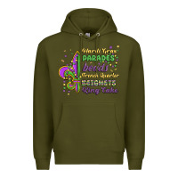 Army Green mardi gras parades beads french quarter beignets k Premium Hoodie - MaliasSmallBusiness