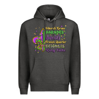 Charcoal Heather mardi gras parades beads french quarter beignets k Premium Hoodie - MaliasSmallBusiness