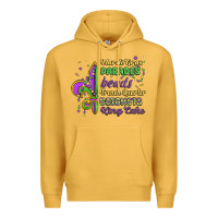 Mustard mardi gras parades beads french quarter beignets k Premium Hoodie - MaliasSmallBusiness