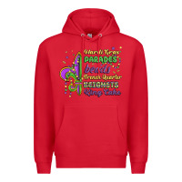 Red mardi gras parades beads french quarter beignets k Premium Hoodie - MaliasSmallBusiness