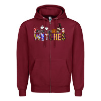 Burgundy Drink Up Witches Zipper Hoodie - CowhideDigitalArt