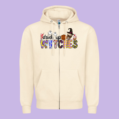 Drink Up Witches Zipper Hoodie Designed By Cowhidedigitalart