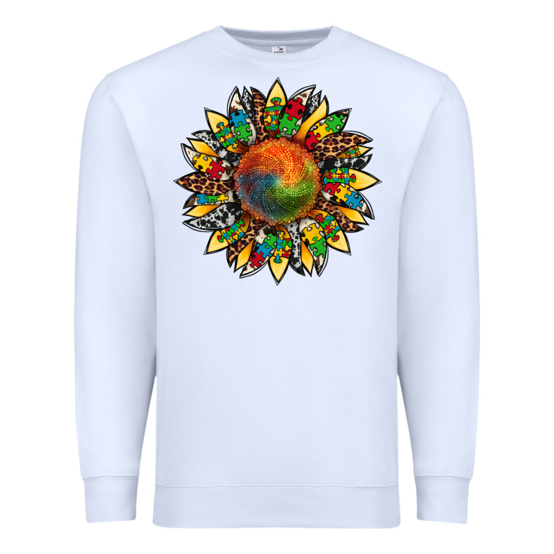 Autism Awareness Cowhide Leopard Sunflower Premium Sweatshirt by Artiststas | Teevron