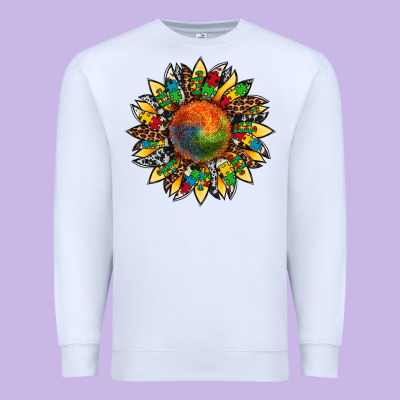 Autism Awareness Cowhide Leopard Sunflower Premium Sweatshirt Designed By Artiststas