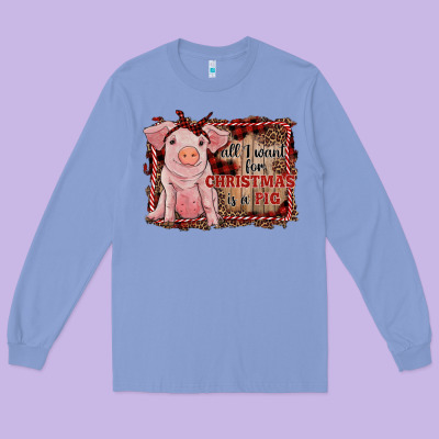 All I Want For Christmas Is A Pig Sitting Pig Long Sleeve Tee Designed By Ranaportraitstore