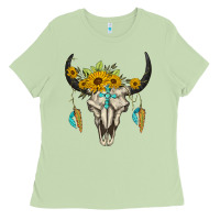 Matcha bull skull western Ladies Tee - BarkalooDesign