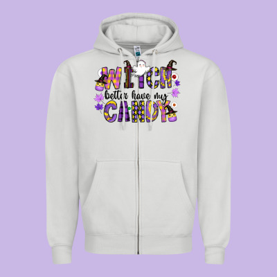 Witch Better Have My Candy Zipper Hoodie Designed By Cowhidedigitalart