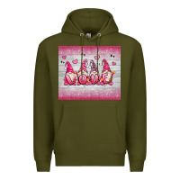 Army Green valentine's day gnomes Premium Hoodie - MaliasSmallBusiness