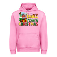 Fuchsia Pink Small town Christmas Urban Hoodie - NancyCooperArtShop