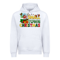 White Small town Christmas Urban Hoodie - NancyCooperArtShop