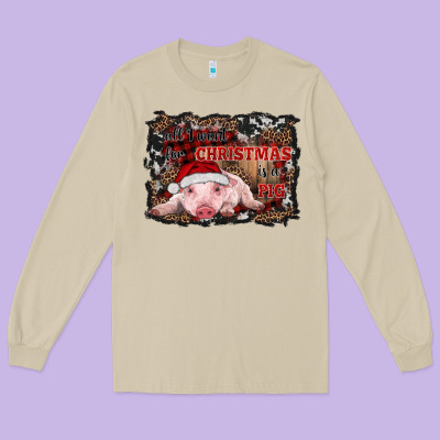 All I Want For Christmas Is A Pig Baby Long Sleeve Tee Designed By Ranaportraitstore