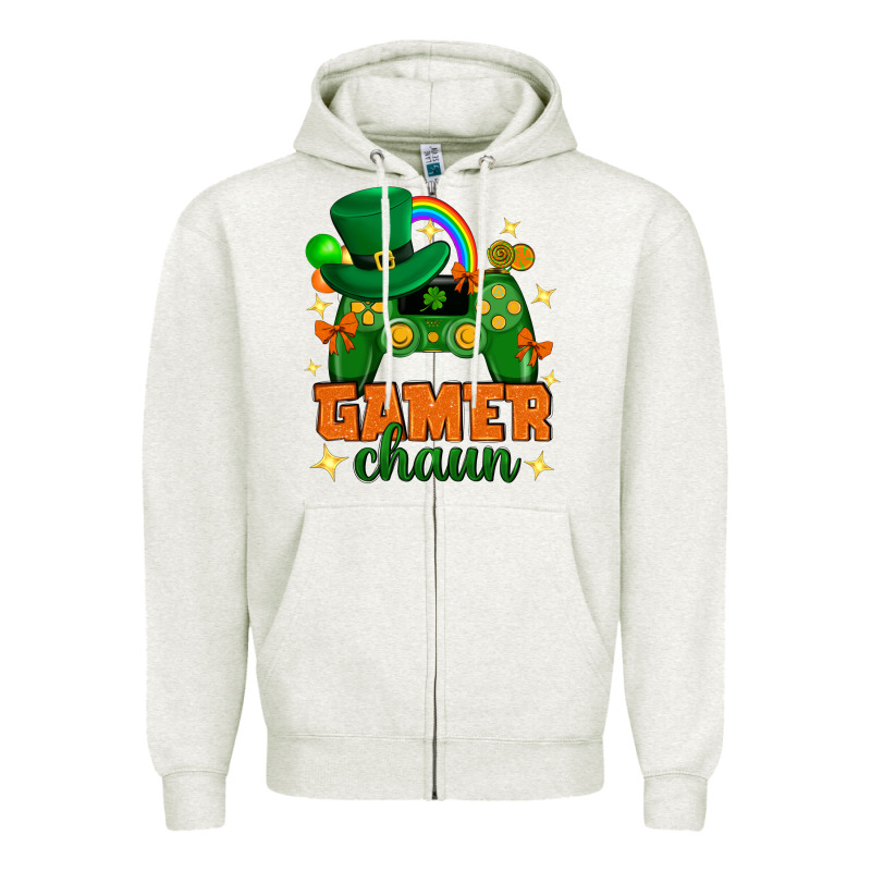 Gamer Chaun St.patricks Day Zipper Hoodie by Neo Western | Teevron