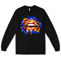Black leopard american flag lips Long Sleeve Tee - Zillion Design Studio