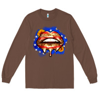 Chestnut leopard american flag lips Long Sleeve Tee - Zillion Design Studio