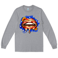 Heather Grey leopard american flag lips Long Sleeve Tee - Zillion Design Studio