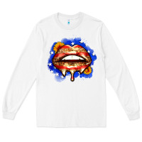 White leopard american flag lips Long Sleeve Tee - Zillion Design Studio