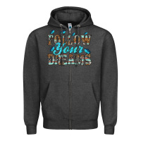 Charcoal Heather follow your dreams Zipper Hoodie - HRA Design Shop