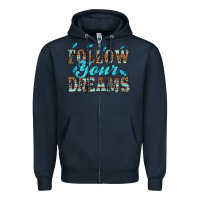 Navy follow your dreams Zipper Hoodie - HRA Design Shop