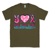 Army Green Peace Love Cure Breast Cancer Awareness Classic Tee - texasbilliewilder