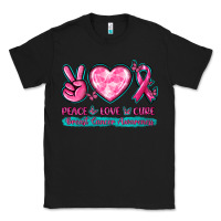 Black Peace Love Cure Breast Cancer Awareness Classic Tee - texasbilliewilder