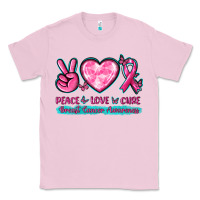 Bubblegum Pink Peace Love Cure Breast Cancer Awareness Classic Tee - texasbilliewilder