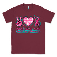 Burgundy Peace Love Cure Breast Cancer Awareness Classic Tee - texasbilliewilder