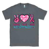 Charcoal Heather Peace Love Cure Breast Cancer Awareness Classic Tee - texasbilliewilder