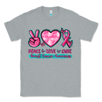 Heather Grey Peace Love Cure Breast Cancer Awareness Classic Tee - texasbilliewilder