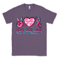 Lavender Peace Love Cure Breast Cancer Awareness Classic Tee - texasbilliewilder