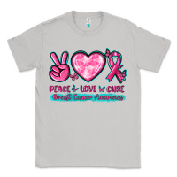 Moon Dust Peace Love Cure Breast Cancer Awareness Classic Tee - texasbilliewilder