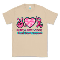 Mushroom Peace Love Cure Breast Cancer Awareness Classic Tee - texasbilliewilder