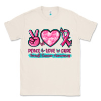 Natural Peace Love Cure Breast Cancer Awareness Classic Tee - texasbilliewilder