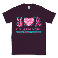 Plum Peace Love Cure Breast Cancer Awareness Classic Tee - texasbilliewilder