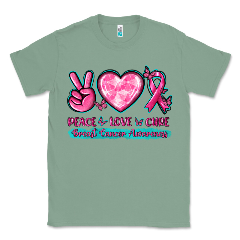 Peace Love Cure Breast Cancer Awareness Classic Tee by texasbilliewilder | Teevron