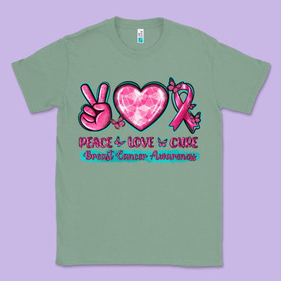 Peace Love Cure Breast Cancer Awareness Classic Tee Designed By Texasbilliewilder