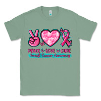 Sage Peace Love Cure Breast Cancer Awareness Classic Tee - texasbilliewilder