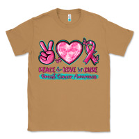 Toasted Coconut Peace Love Cure Breast Cancer Awareness Classic Tee - texasbilliewilder