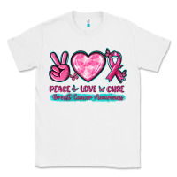 White Peace Love Cure Breast Cancer Awareness Classic Tee - texasbilliewilder