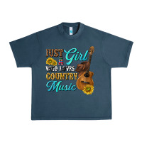 Midnight Navy just a girl who loves country music Urban Heavy Tee - texasbilliewilder