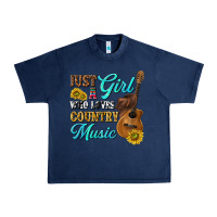Navy just a girl who loves country music Urban Heavy Tee - texasbilliewilder