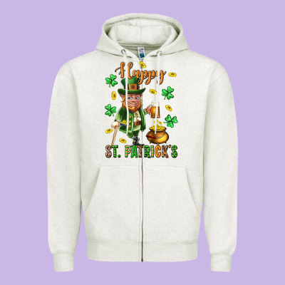Happy St. Patricks Day Zipper Hoodie Designed By Neo Western