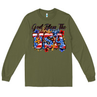 Army Green god bless the usa Long Sleeve Tee - Zillion Design Studio