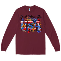 Burgundy god bless the usa Long Sleeve Tee - Zillion Design Studio