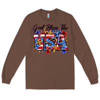 Chestnut god bless the usa Long Sleeve Tee - Zillion Design Studio
